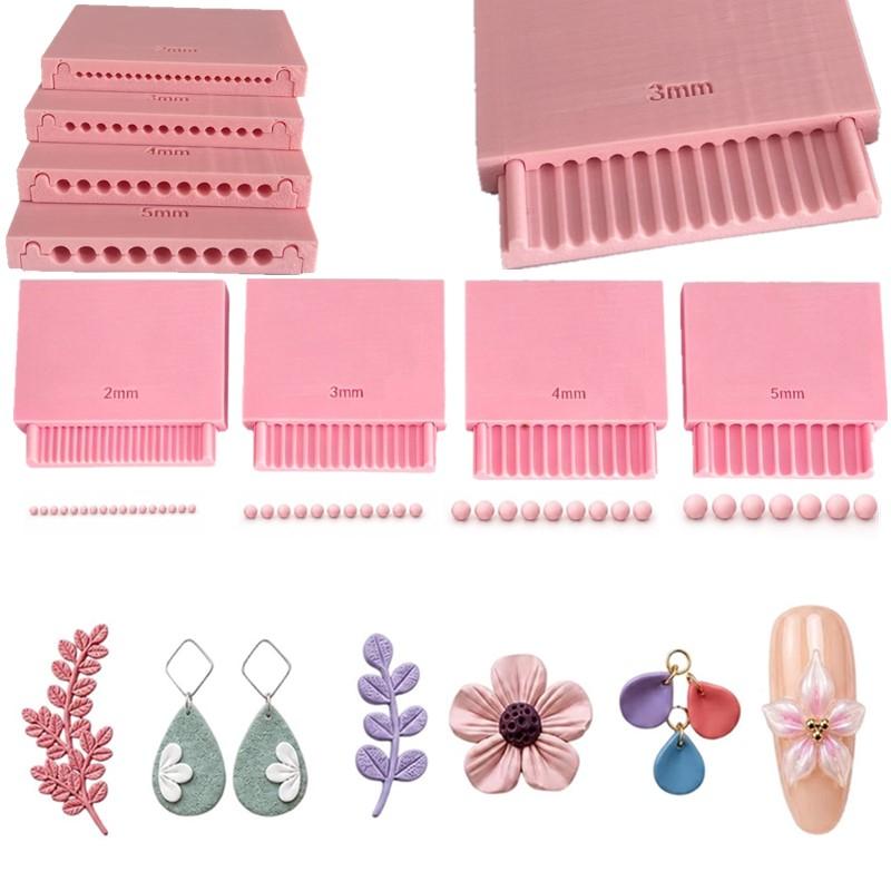 Jewelry Making Board - Polymer-Ton-Perlen-Rollvorlagen-Set, 2-5 mm Ton-Gel-Kugel-Formwerkzeug, DIY-Ton-Perlen-Extruder-Formbrett für