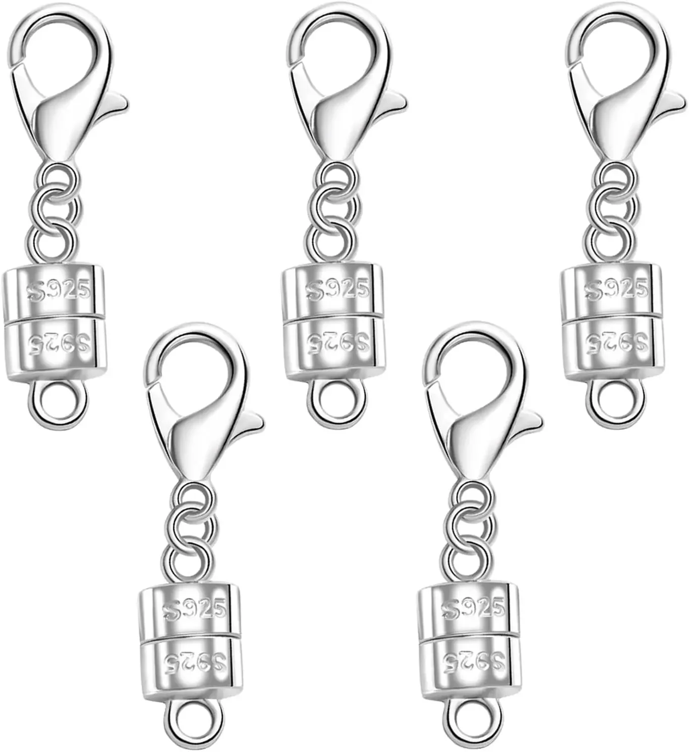 Lobster Clasp Silver - 925 Silber Magnetischer Halskettenverschluss mit Karabinerverschluss,