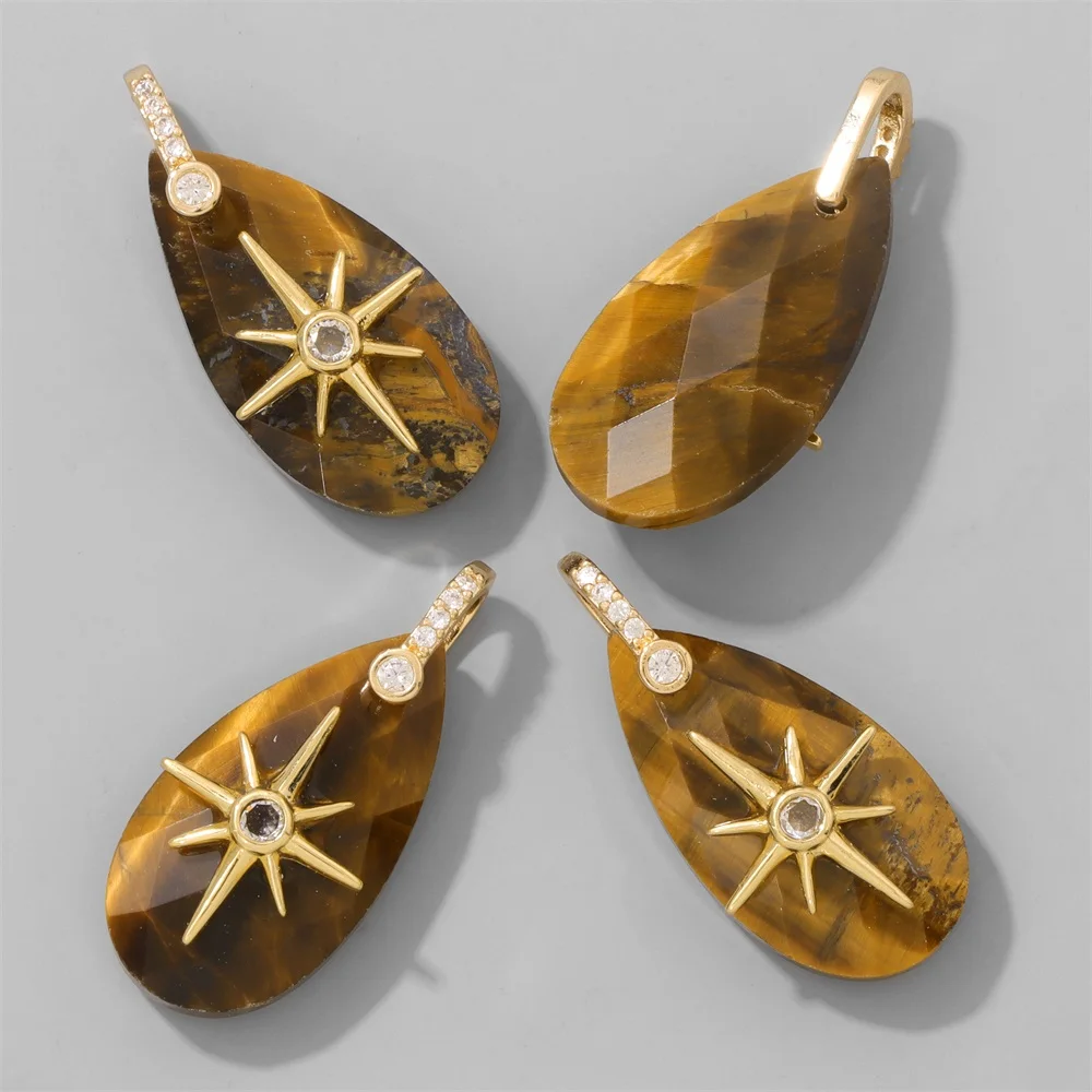 Jewelry Making Gemstones - 2 Stück vergoldeter Nordstern-Anhänger in Tropfenform